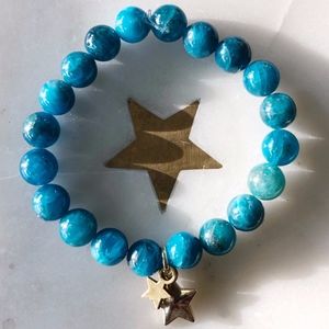 Apatite Gemstone with Double Star Charm Mala